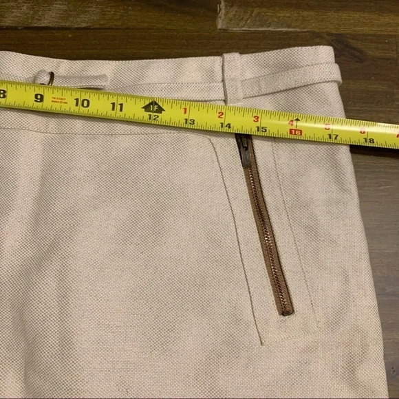 Original Penguin Tan Cream Canvas Skirt Slim Belt Mini Short Y2K Zipper Size 10 - Picture 7 of 12